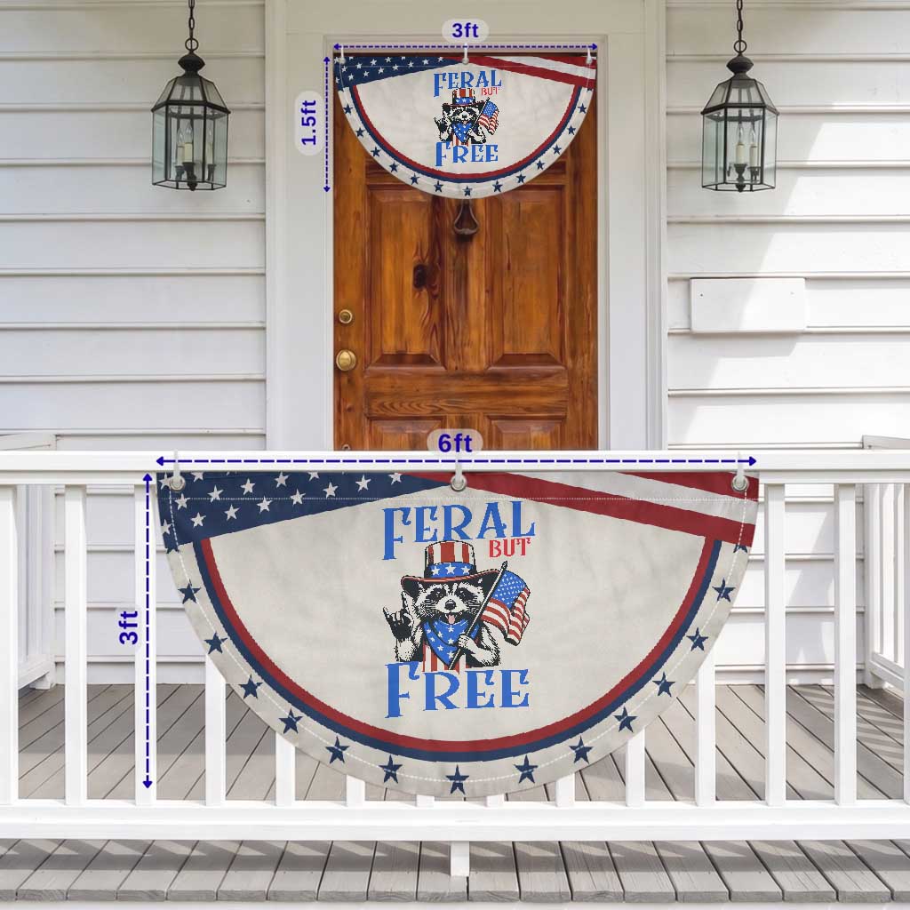 Raccoon 4th of July Patriotic Fan Flag Feral But Free USA Flag