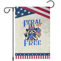 Patriotic Raccoon 4th of July Garden Flag Feral But Free USA Flag