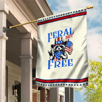 Patriotic Raccoon 4th of July Garden Flag Feral But Free USA Flag