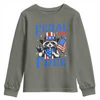Patriotic Raccoon 4th of July Youth Sweatshirt Feral But Free USA Flag - Wonder Print Shop