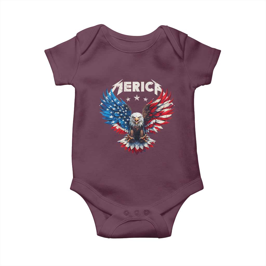 Bald Eagle Merica Baby Onesie USA American Flag Patriotic 4th of July - Wonder Print Shop