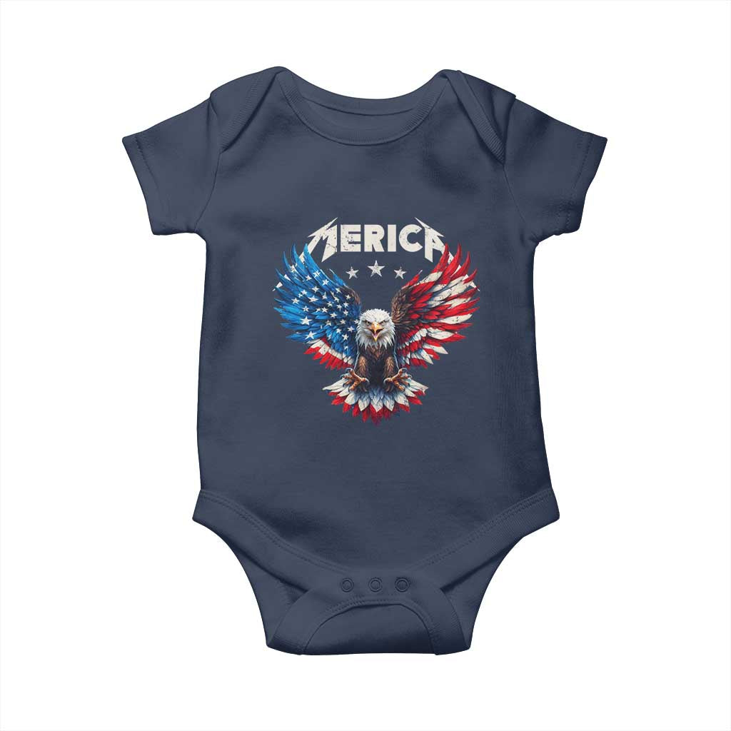 Bald Eagle Merica Baby Onesie USA American Flag Patriotic 4th of July - Wonder Print Shop