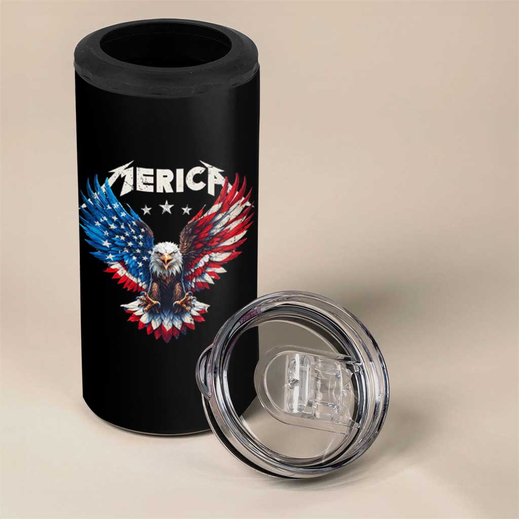 Bald Eagle Merica 4 in 1 Can Cooler Tumbler USA American Flag Patriotic 4th of July - Wonder Print Shop