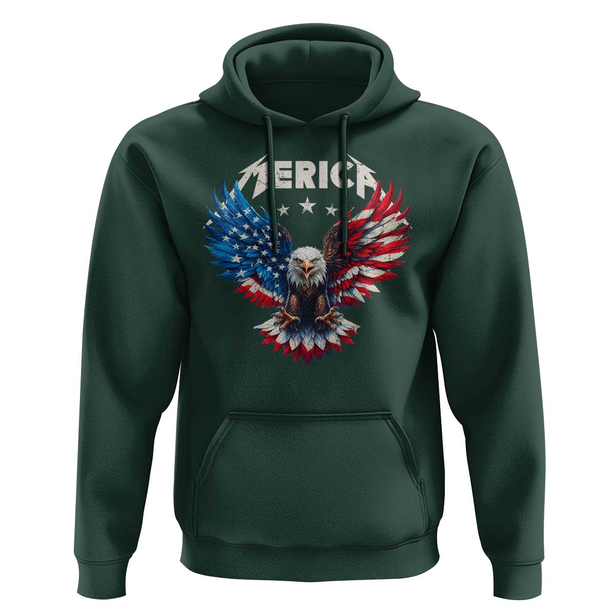 Bald Eagle Merica Hoodie USA American Flag Patriotic 4th of July - Wonder Print Shop