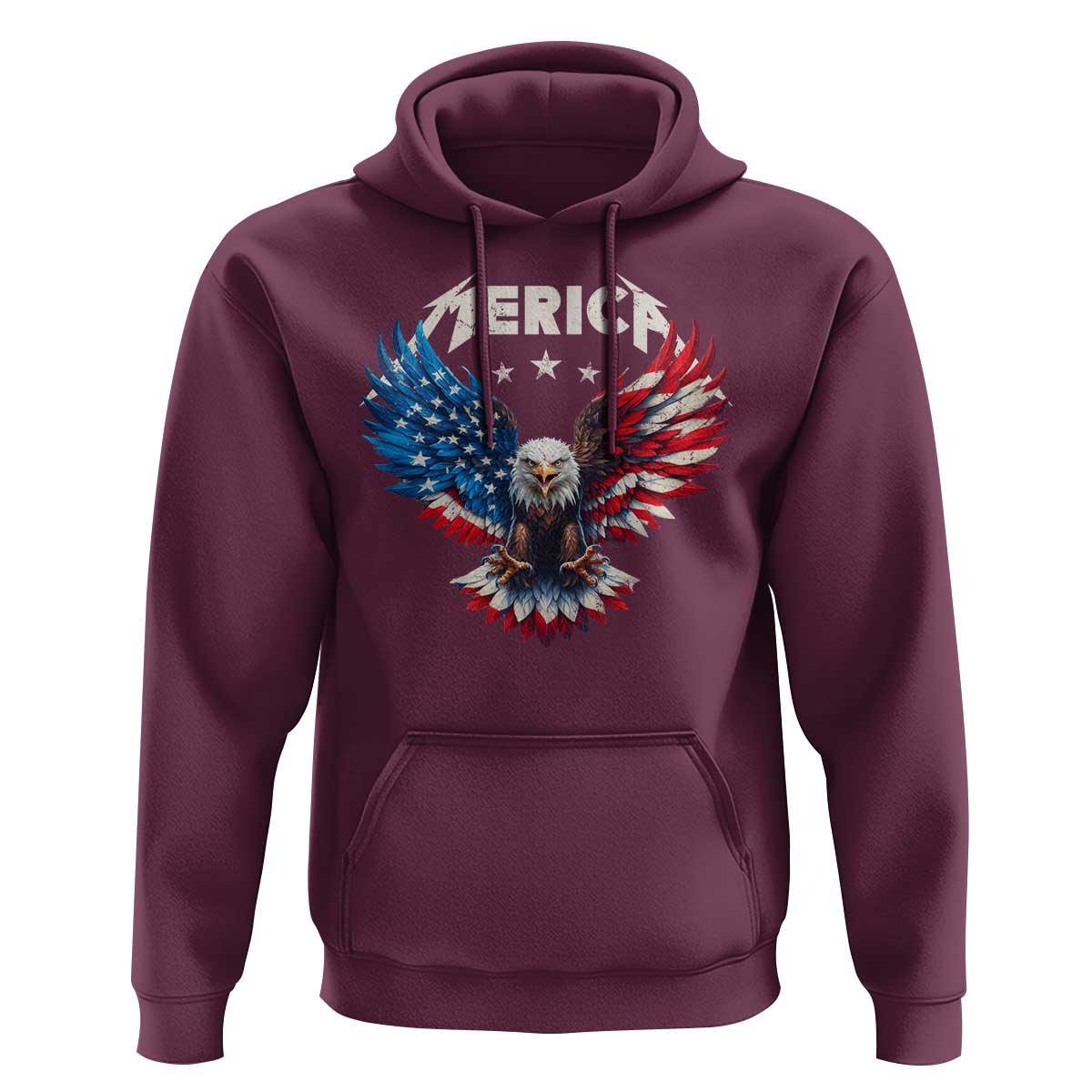 Bald Eagle Merica Hoodie USA American Flag Patriotic 4th of July - Wonder Print Shop
