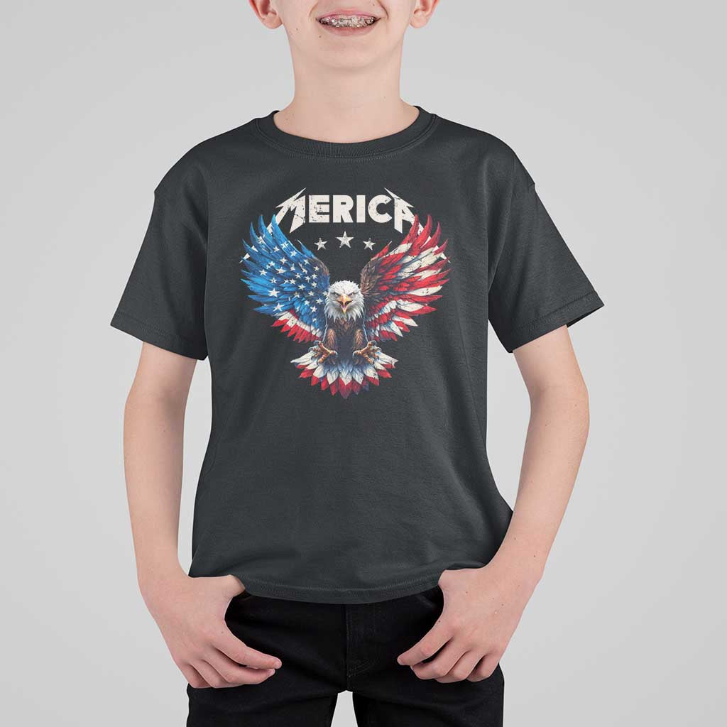 Bald Eagle Merica T Shirt For Kid USA American Flag Patriotic 4th of July - Wonder Print Shop