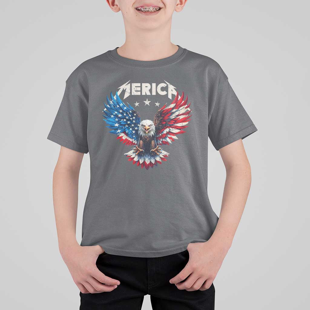 Bald Eagle Merica T Shirt For Kid USA American Flag Patriotic 4th of July - Wonder Print Shop