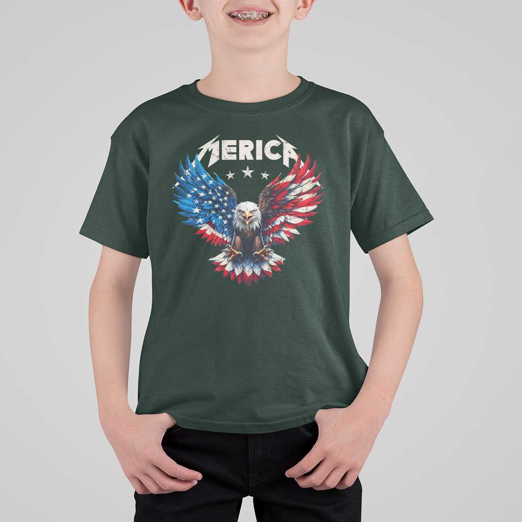 Bald Eagle Merica T Shirt For Kid USA American Flag Patriotic 4th of July - Wonder Print Shop