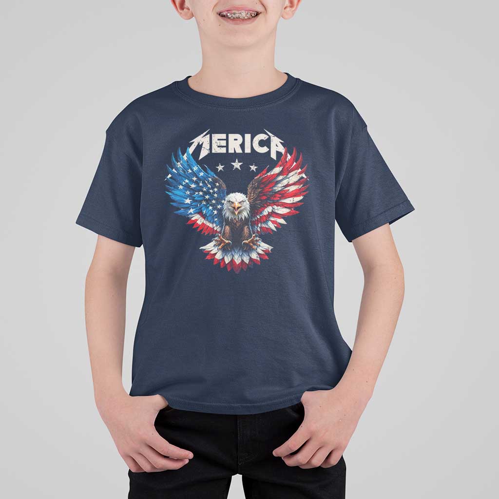 Bald Eagle Merica T Shirt For Kid USA American Flag Patriotic 4th of July - Wonder Print Shop