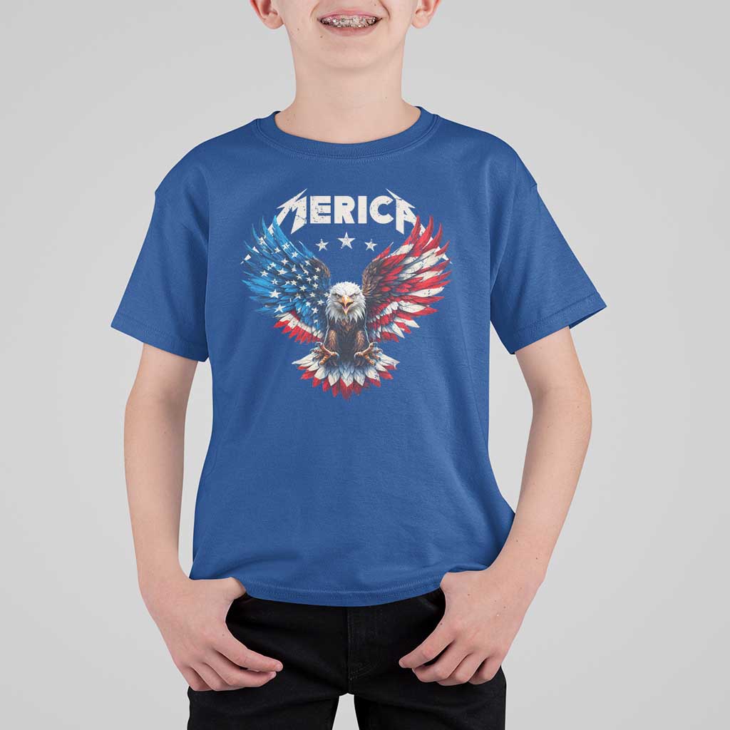 Bald Eagle Merica T Shirt For Kid USA American Flag Patriotic 4th of July - Wonder Print Shop