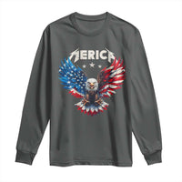 Bald Eagle Merica Long Sleeve Shirt USA American Flag Patriotic 4th of July - Wonder Print Shop