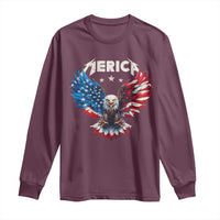 Bald Eagle Merica Long Sleeve Shirt USA American Flag Patriotic 4th of July - Wonder Print Shop