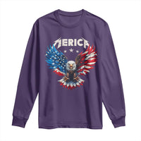 Bald Eagle Merica Long Sleeve Shirt USA American Flag Patriotic 4th of July - Wonder Print Shop