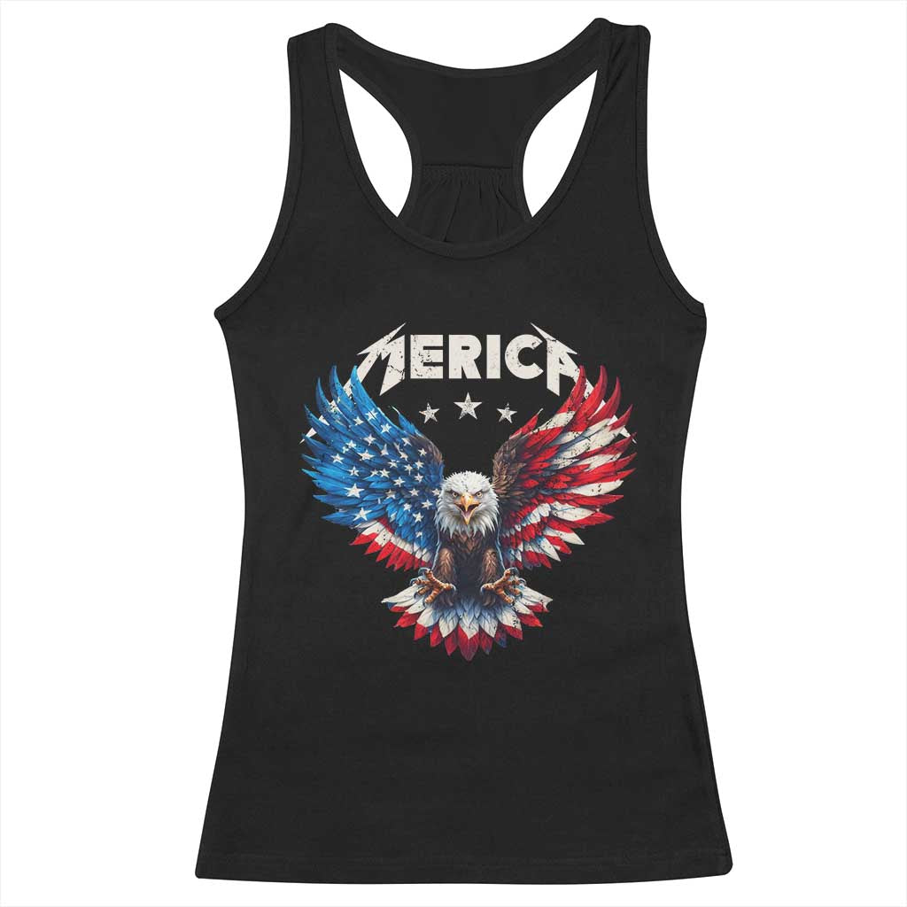 Bald Eagle Merica Racerback Tank Top USA American Flag Patriotic 4th of July - Wonder Print Shop