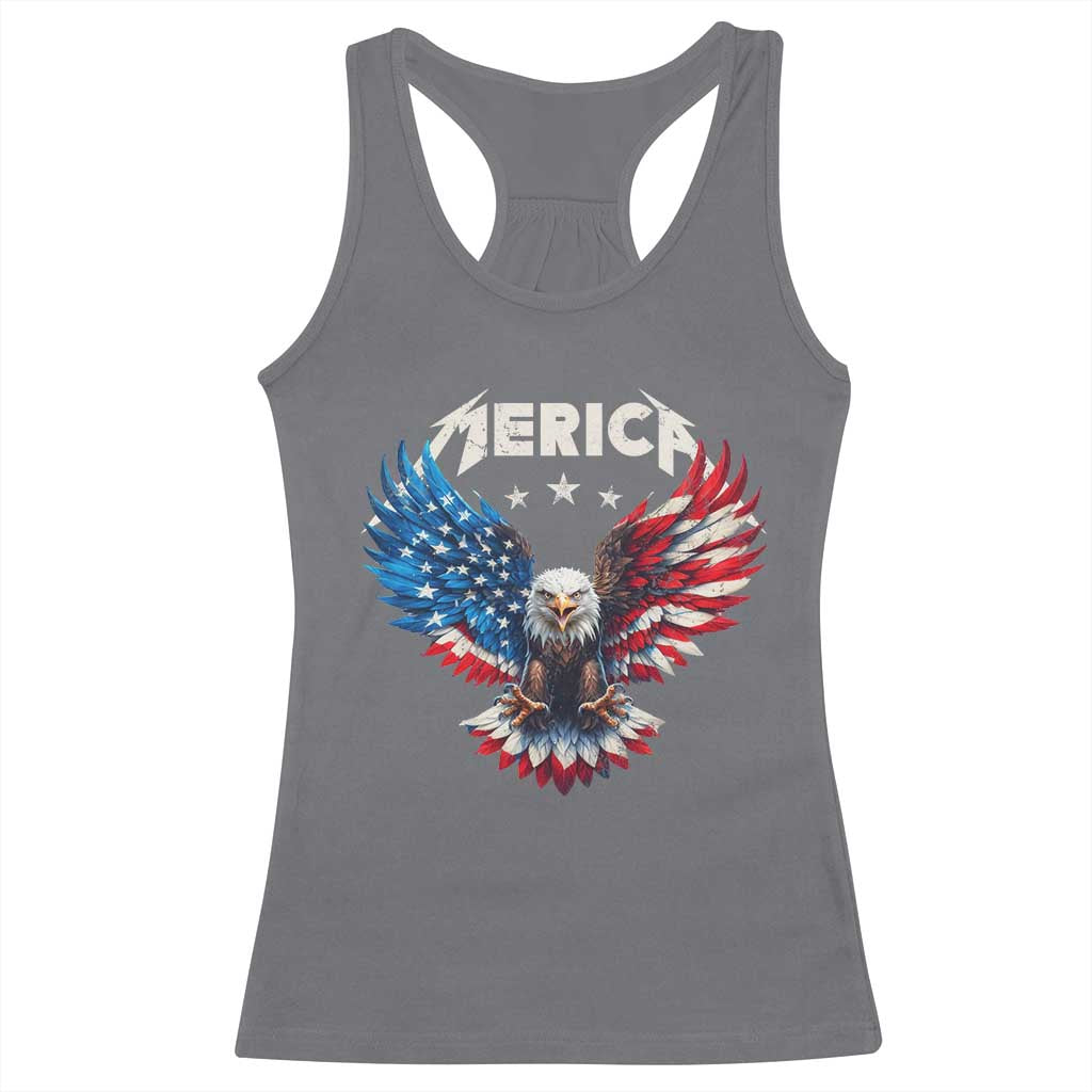 Bald Eagle Merica Racerback Tank Top USA American Flag Patriotic 4th of July - Wonder Print Shop