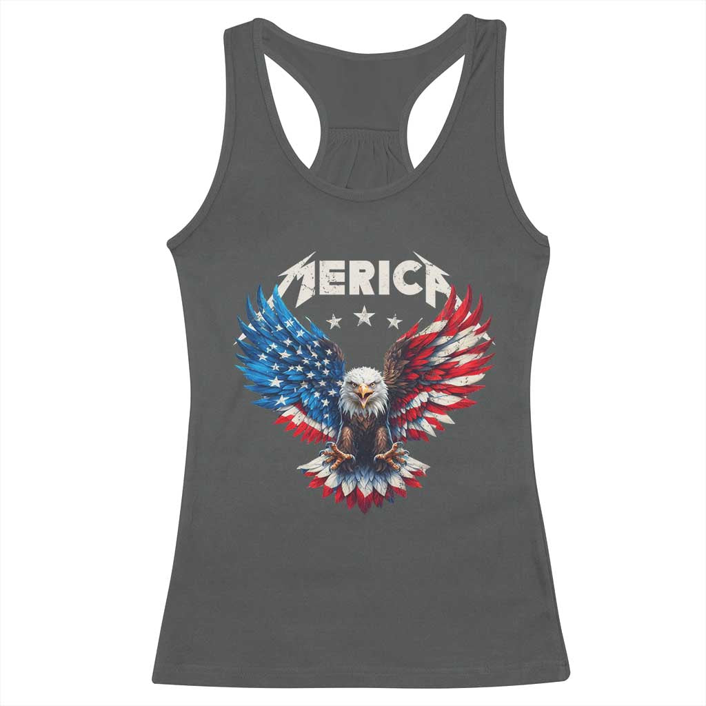 Bald Eagle Merica Racerback Tank Top USA American Flag Patriotic 4th of July - Wonder Print Shop