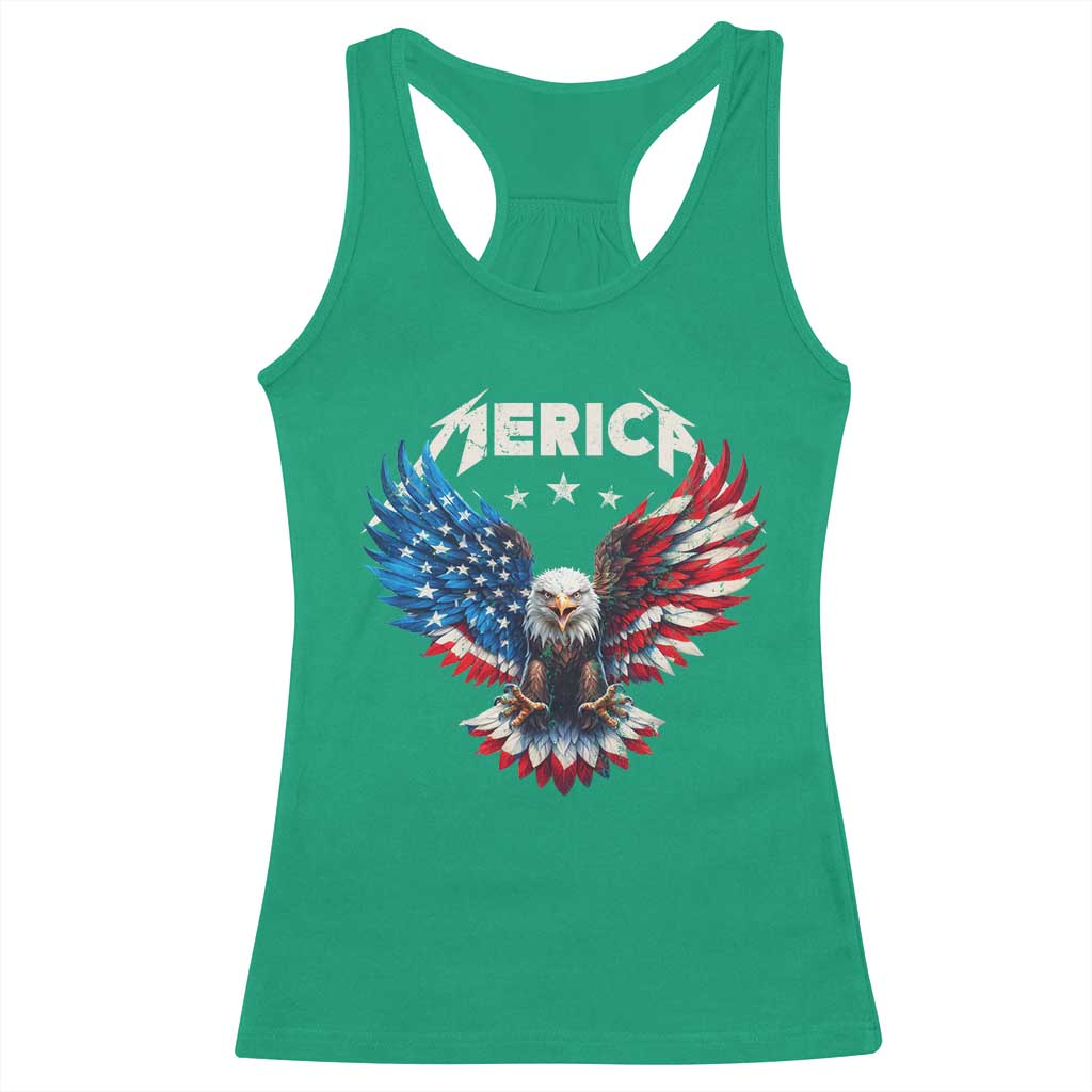 Bald Eagle Merica Racerback Tank Top USA American Flag Patriotic 4th of July - Wonder Print Shop