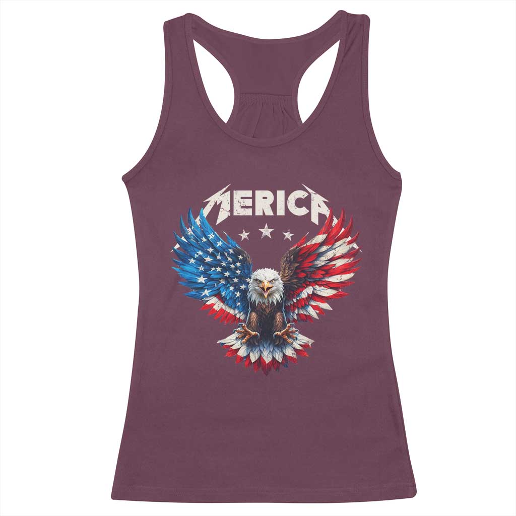 Bald Eagle Merica Racerback Tank Top USA American Flag Patriotic 4th of July - Wonder Print Shop