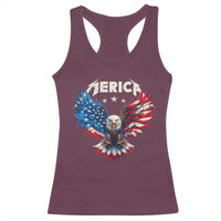 Bald Eagle Merica Racerback Tank Top USA American Flag Patriotic 4th of July - Wonder Print Shop