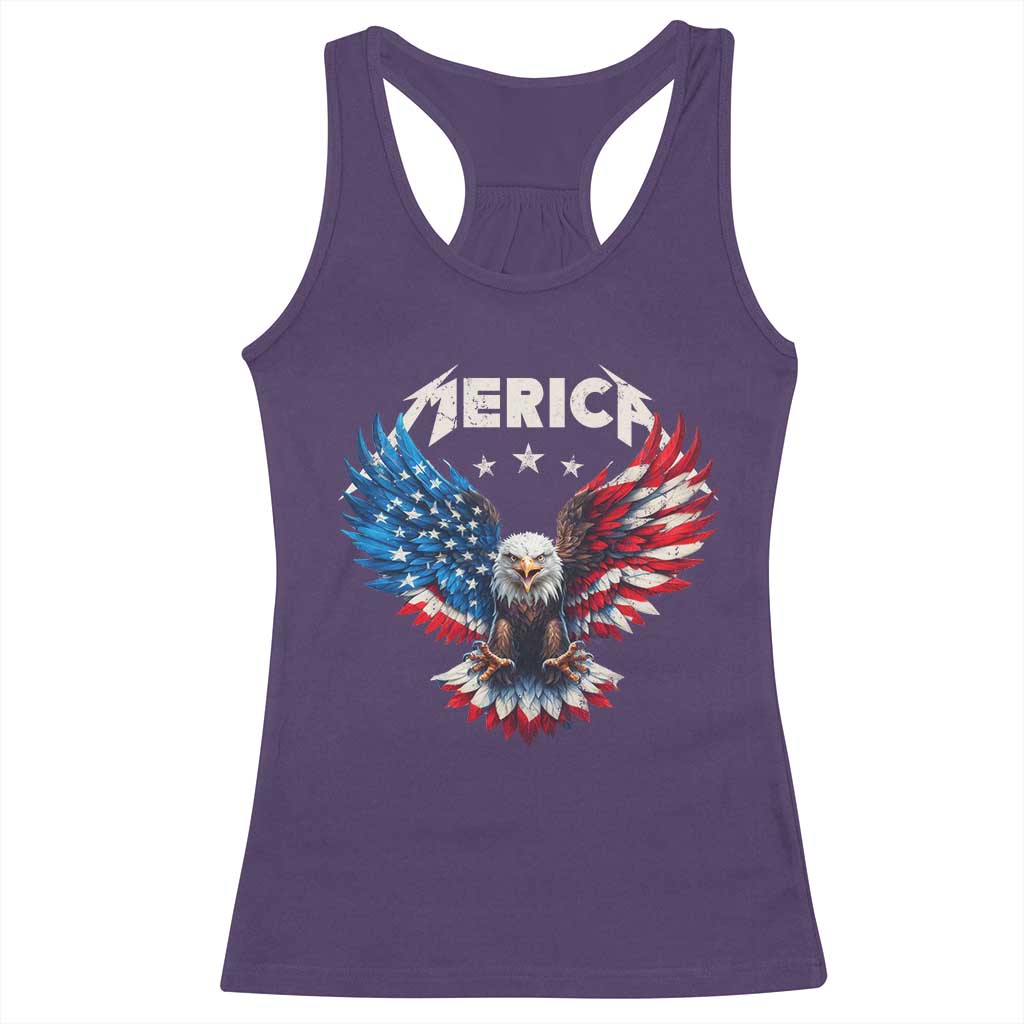 Bald Eagle Merica Racerback Tank Top USA American Flag Patriotic 4th of July - Wonder Print Shop