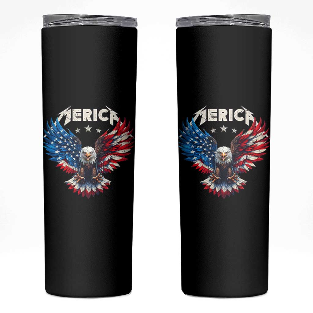 Bald Eagle Merica Skinny Tumbler USA American Flag Patriotic 4th of July - Wonder Print Shop