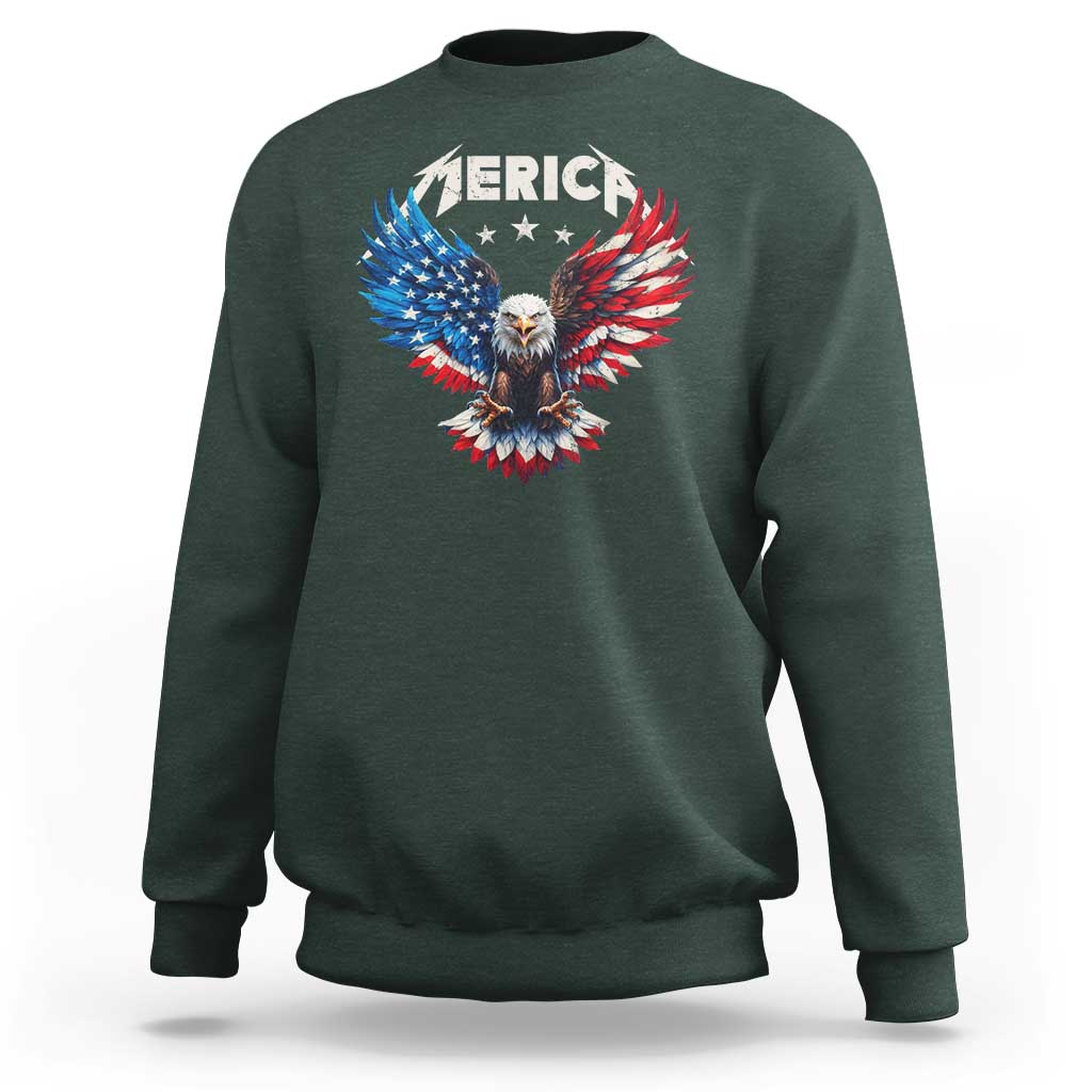 Bald Eagle Merica Sweatshirt USA American Flag Patriotic 4th of July - Wonder Print Shop