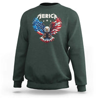Bald Eagle Merica Sweatshirt USA American Flag Patriotic 4th of July - Wonder Print Shop