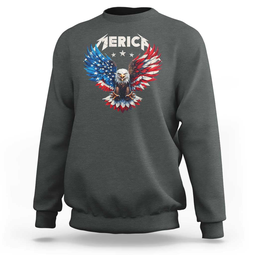 Bald Eagle Merica Sweatshirt USA American Flag Patriotic 4th of July - Wonder Print Shop