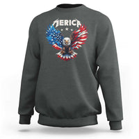 Bald Eagle Merica Sweatshirt USA American Flag Patriotic 4th of July - Wonder Print Shop