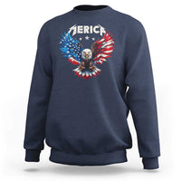 Bald Eagle Merica Sweatshirt USA American Flag Patriotic 4th of July - Wonder Print Shop