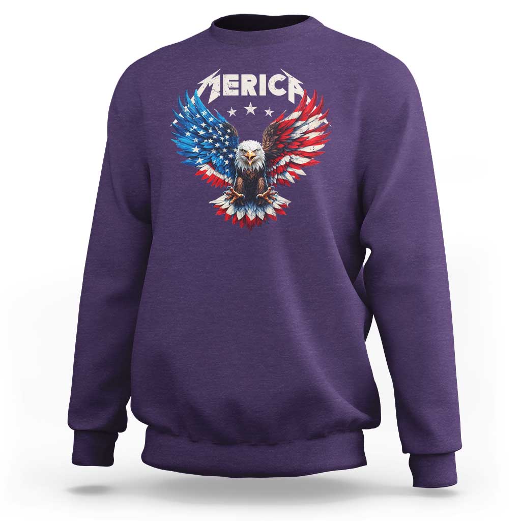 Bald Eagle Merica Sweatshirt USA American Flag Patriotic 4th of July - Wonder Print Shop