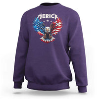 Bald Eagle Merica Sweatshirt USA American Flag Patriotic 4th of July - Wonder Print Shop