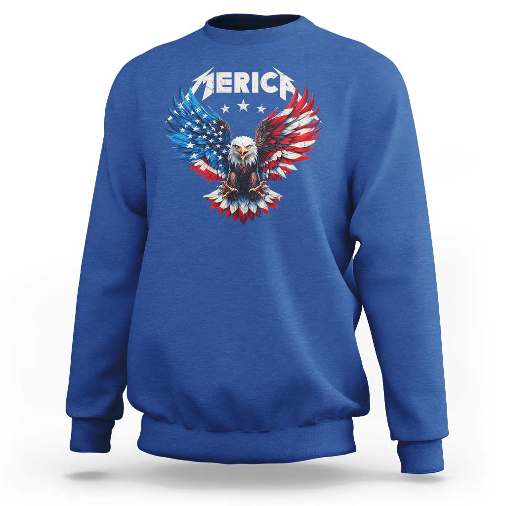 Bald Eagle Merica Sweatshirt USA American Flag Patriotic 4th of July - Wonder Print Shop