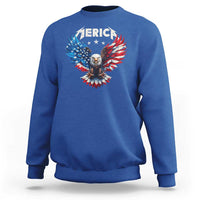 Bald Eagle Merica Sweatshirt USA American Flag Patriotic 4th of July - Wonder Print Shop