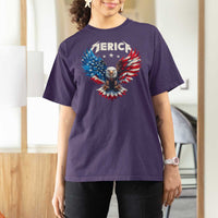 Bald Eagle Merica T Shirt For Women USA American Flag Patriotic 4th of July - Wonder Print Shop