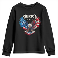 Bald Eagle Merica Youth Sweatshirt USA American Flag Patriotic 4th of July - Wonder Print Shop