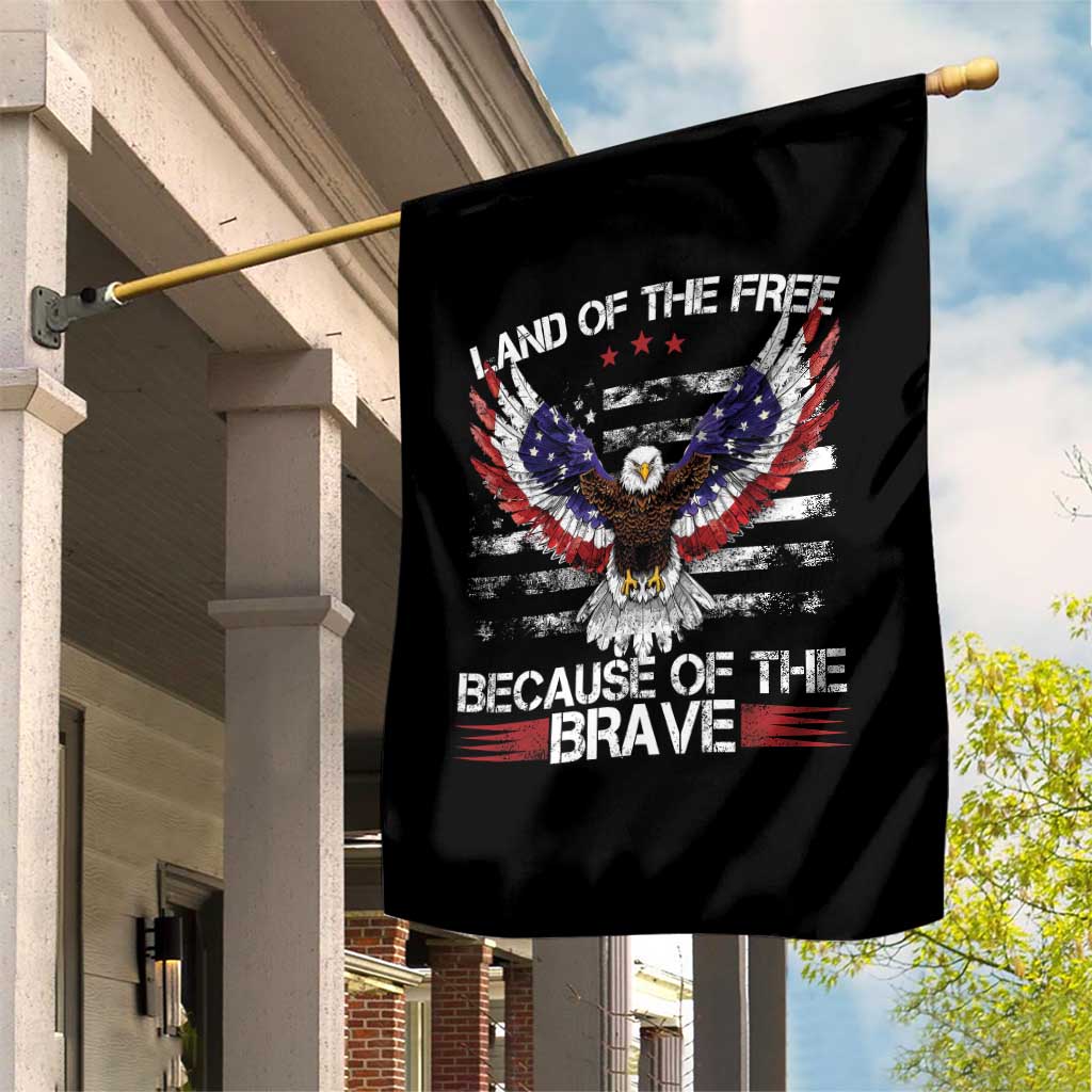 Land of the Free Because of the Brave Garden Flag American Flag Patriotic Eagle 4th of July - Wonder Print Shop