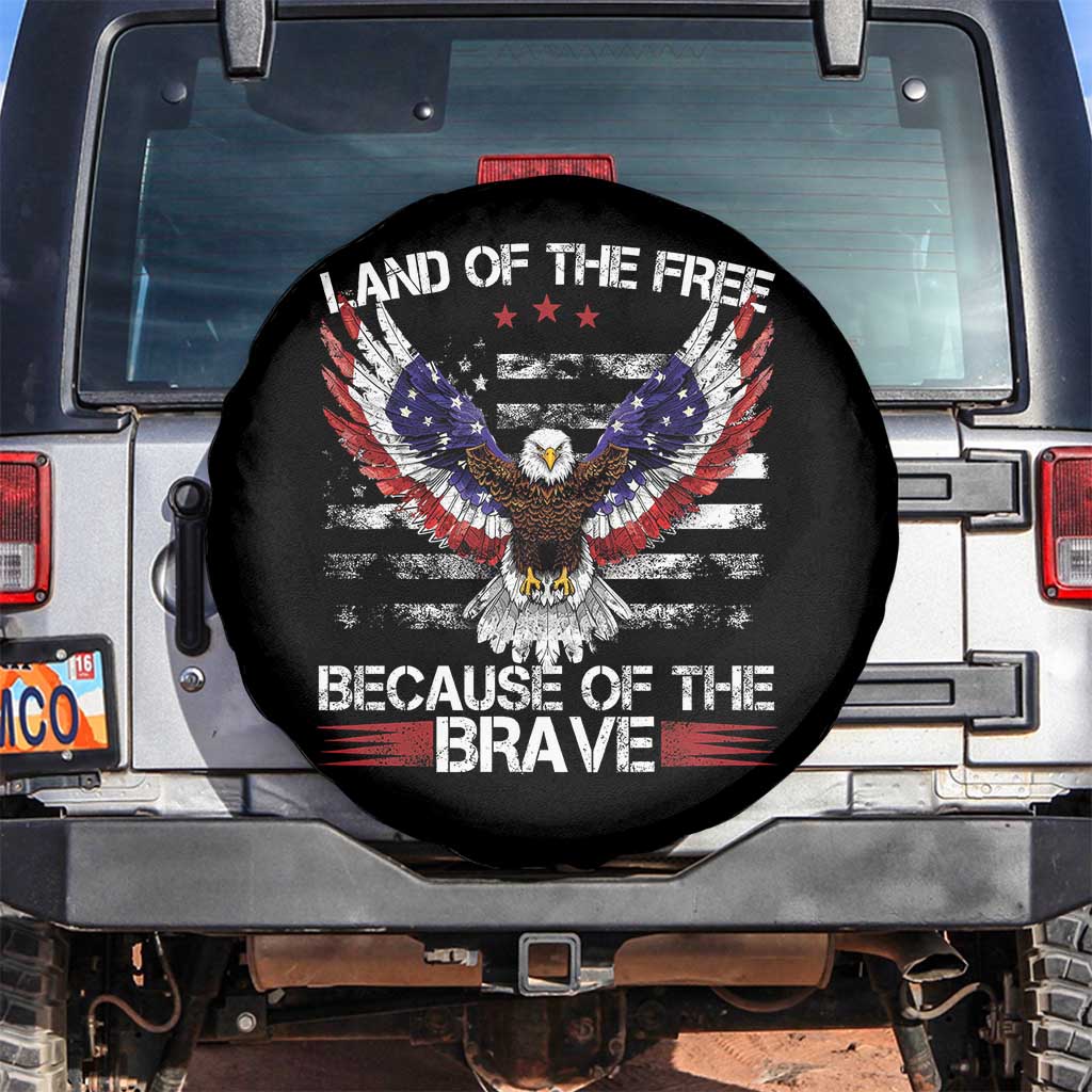 Land of the Free Because of the Brave Spare Tire Cover American Flag Patriotic Eagle 4th of July - Wonder Print Shop