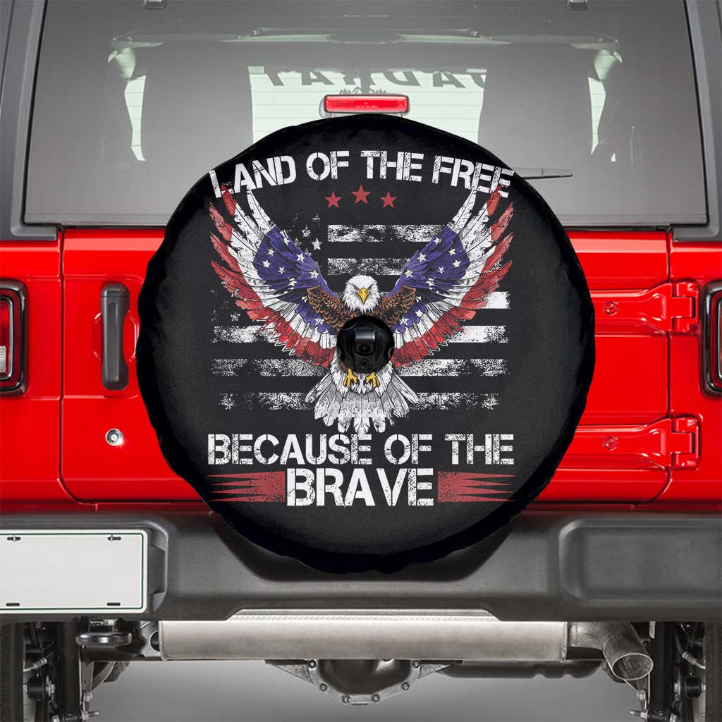 Land of the Free Because of the Brave Spare Tire Cover American Flag Patriotic Eagle 4th of July - Wonder Print Shop