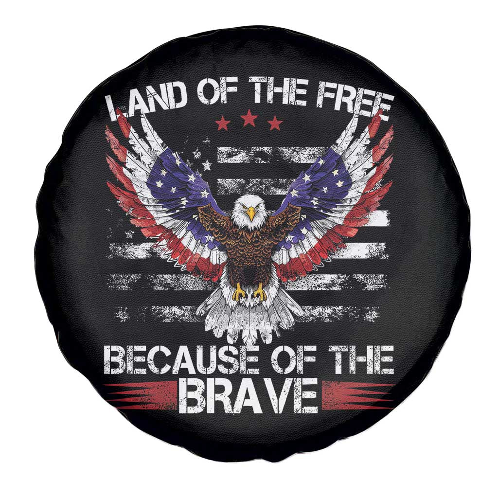 Land of the Free Because of the Brave Spare Tire Cover American Flag Patriotic Eagle 4th of July - Wonder Print Shop