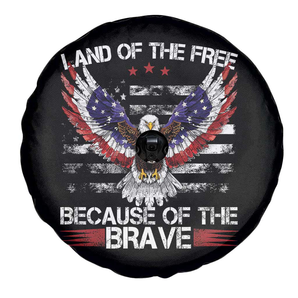 Land of the Free Because of the Brave Spare Tire Cover American Flag Patriotic Eagle 4th of July - Wonder Print Shop