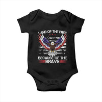 Land of the Free Because of the Brave Baby Onesie American Flag Patriotic Eagle 4th of July - Wonder Print Shop
