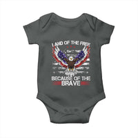 Land of the Free Because of the Brave Baby Onesie American Flag Patriotic Eagle 4th of July - Wonder Print Shop