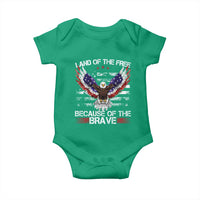 Land of the Free Because of the Brave Baby Onesie American Flag Patriotic Eagle 4th of July - Wonder Print Shop