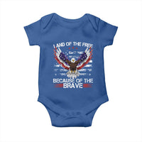 Land of the Free Because of the Brave Baby Onesie American Flag Patriotic Eagle 4th of July - Wonder Print Shop