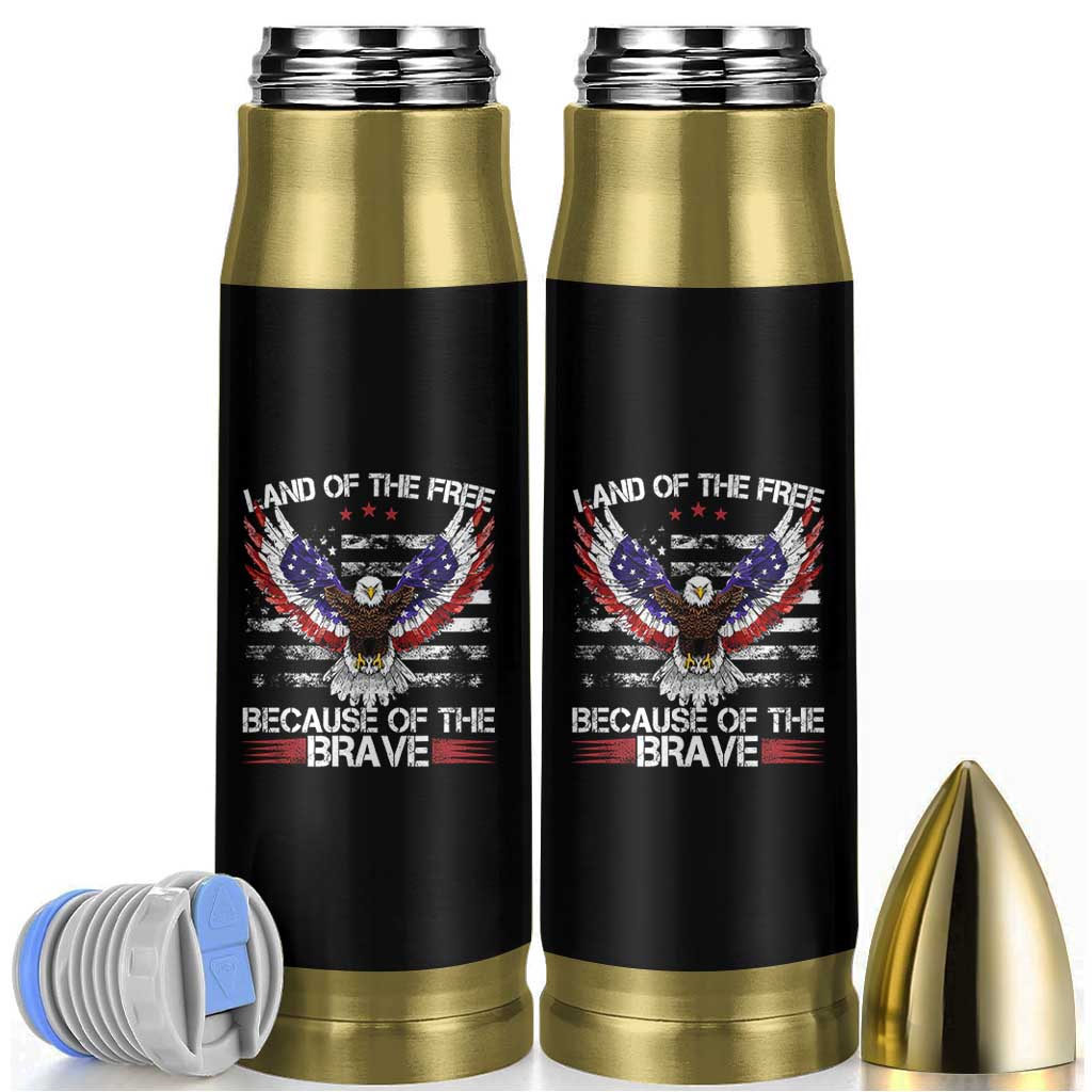 Land of the Free Because of the Brave Bullet Tumbler American Flag Patriotic Eagle 4th of July - Wonder Print Shop