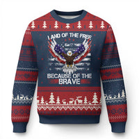 Land of the Free Because of the Brave Ugly Christmas Sweater American Flag Patriotic Eagle 4th of July - Wonder Print Shop