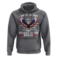 Land of the Free Because of the Brave Hoodie American Flag Patriotic Eagle 4th of July - Wonder Print Shop