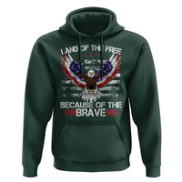 Land of the Free Because of the Brave Hoodie American Flag Patriotic Eagle 4th of July - Wonder Print Shop