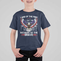 Land of the Free Because of the Brave T Shirt For Kid American Flag Patriotic Eagle 4th of July - Wonder Print Shop